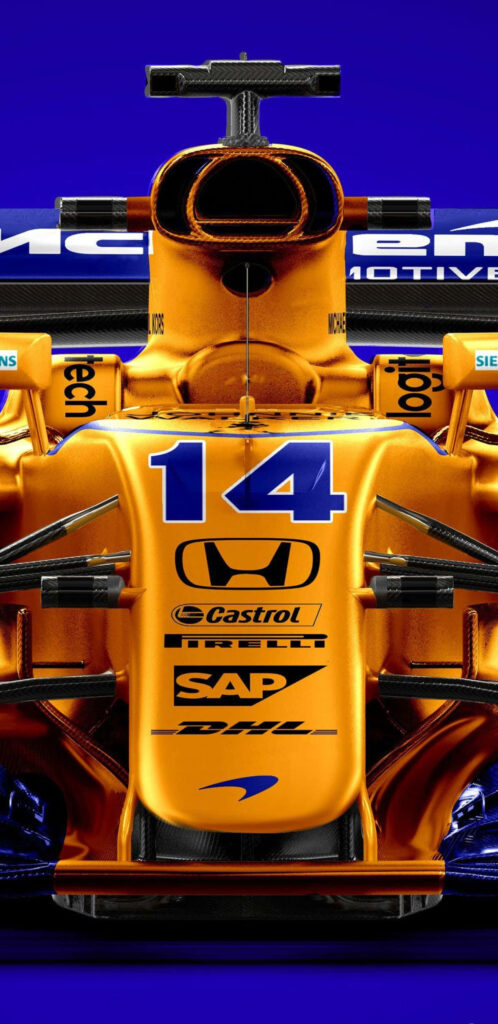 McLaren MCL34 F1 Car Wallpaper: Iconic Orange & Blue Design