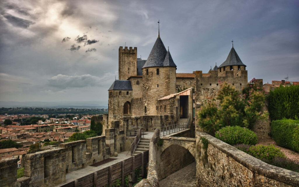 Medieval Carcassonne Fortress Wallpaper: Towers & Scenic View