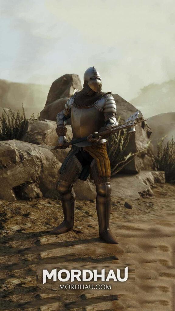 Medieval Fury: A Captivating Background for Mordhau's Android, Showcasing a Heroic Knight Brandishing a Mighty Battle Axe Wallpaper