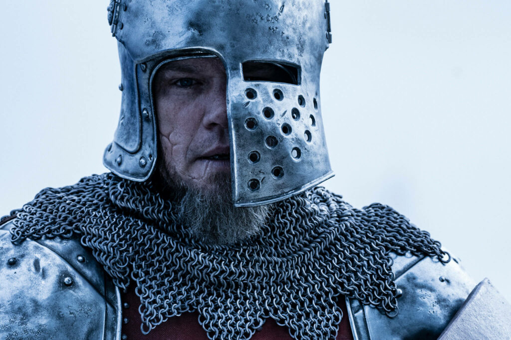 Medieval Knight in Chainmail: Intense Scene from The Last Duel Wallpaper