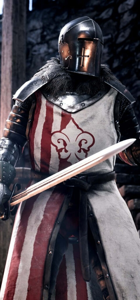 Fiery Clash: Epic Mordhau Knight Engages in a Battle for Glory Wallpaper