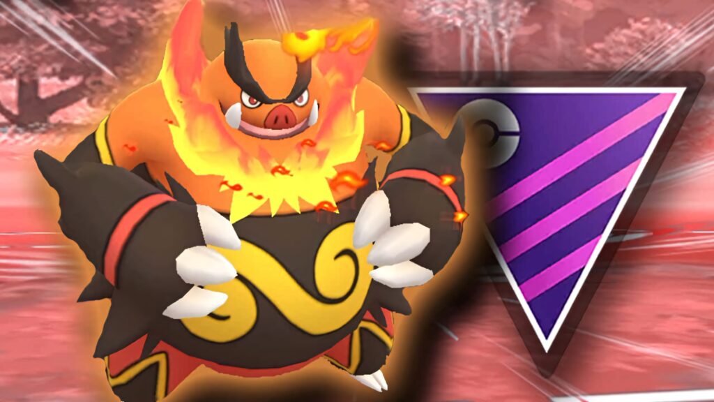 Mega Emboar fiery battle wallpaper with intense flames vibrant orange red tones background