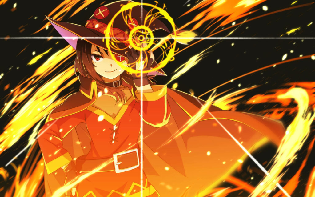 Bursting with Megumin's Explosive Magic: A Crimson Demon from the World of Konosuba! Wallpaper