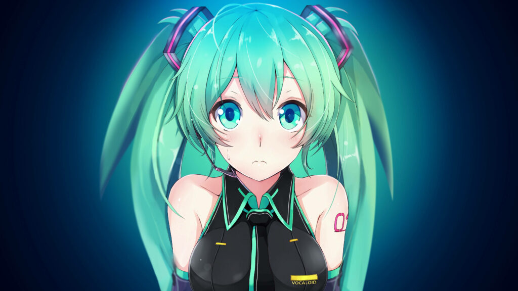 Melancholic Reflections: A Captivating Portrait of Hatsune Miku Lost in Sorrow Wallpaper