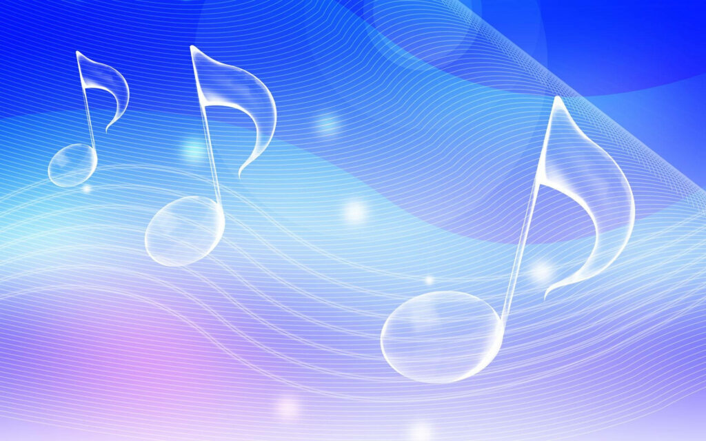 Melodic Mystique: Vibrant Musical Notes Soaring amidst Abstract Euphony Wallpaper
