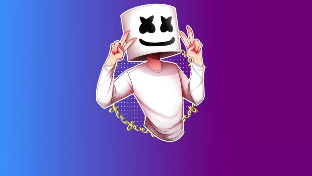 Marshmello Dj Spreading Good Vibes on a Groovy Dual-Colored Canvas - Captivating Background Portrait Wallpaper