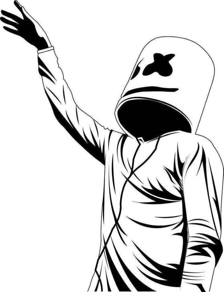 Euphoric Vibe: Marshmello DJ Sets the Stage with a Minimalistic White Background Wallpaper