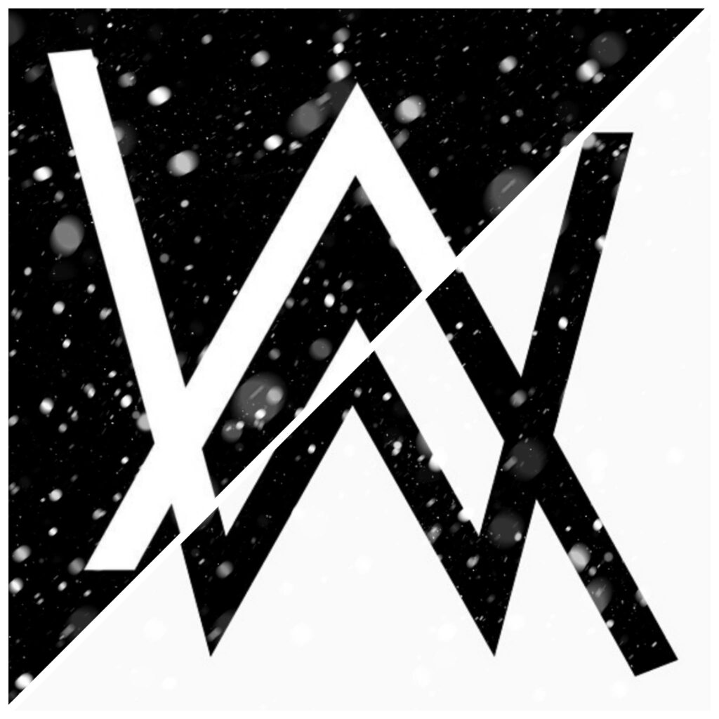 Melodic Whispers: Capturing DJ Alan Walker's Essence through a Snowy Monochromatic Logo Wallpaper