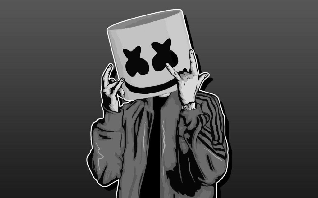 Melodies in Monochrome: A Captivating Marshmello DJ Wallpaper