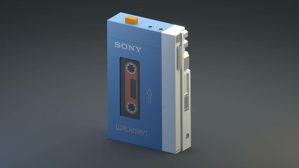 Sony Walkman: Classic Retro Music Player on Sleek Gray Background Wallpaper