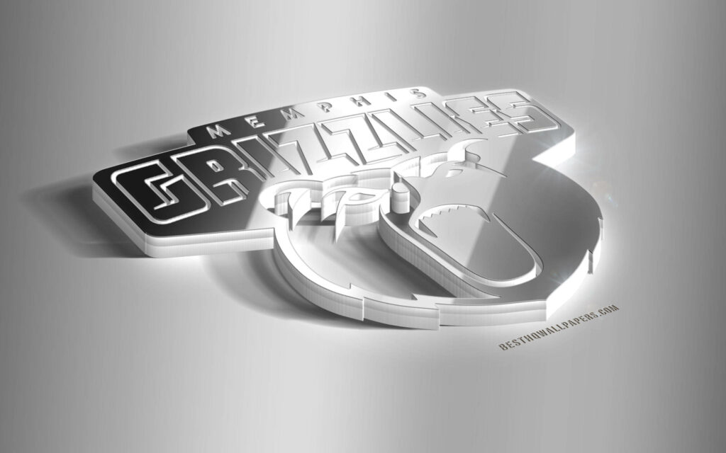 Modern Memphis Grizzlies 3D Logo Wallpaper on Light Grey Background