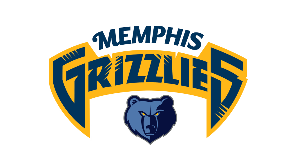 Memphis Grizzlies NBA logo with fierce bear head and bold navy gold lettering wallpaper