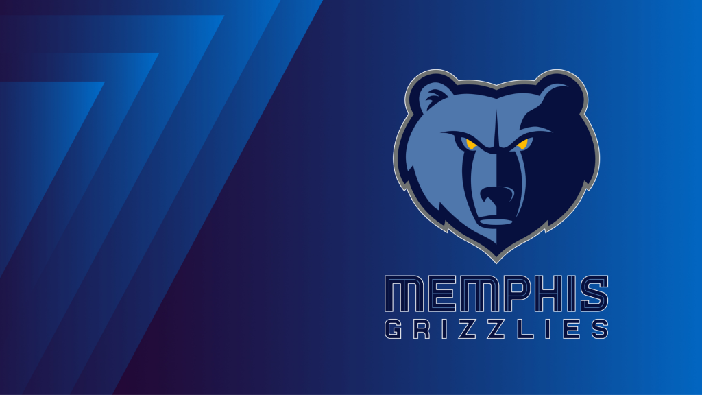 Memphis Grizzlies wallpaper with bear logo on blue gradient background modern NBA design