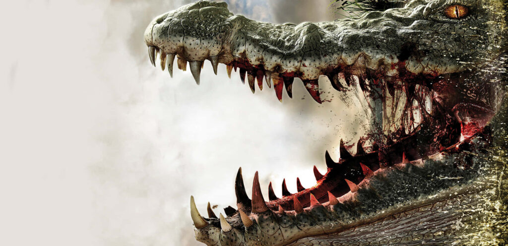 Menacing Alligator Close-Up: Stunning Wallpaper of Stealth in Mist