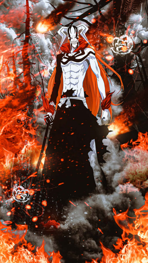 Intense Bleach Bankai Wallpaper: Flames & Dark Power for Anime Fans