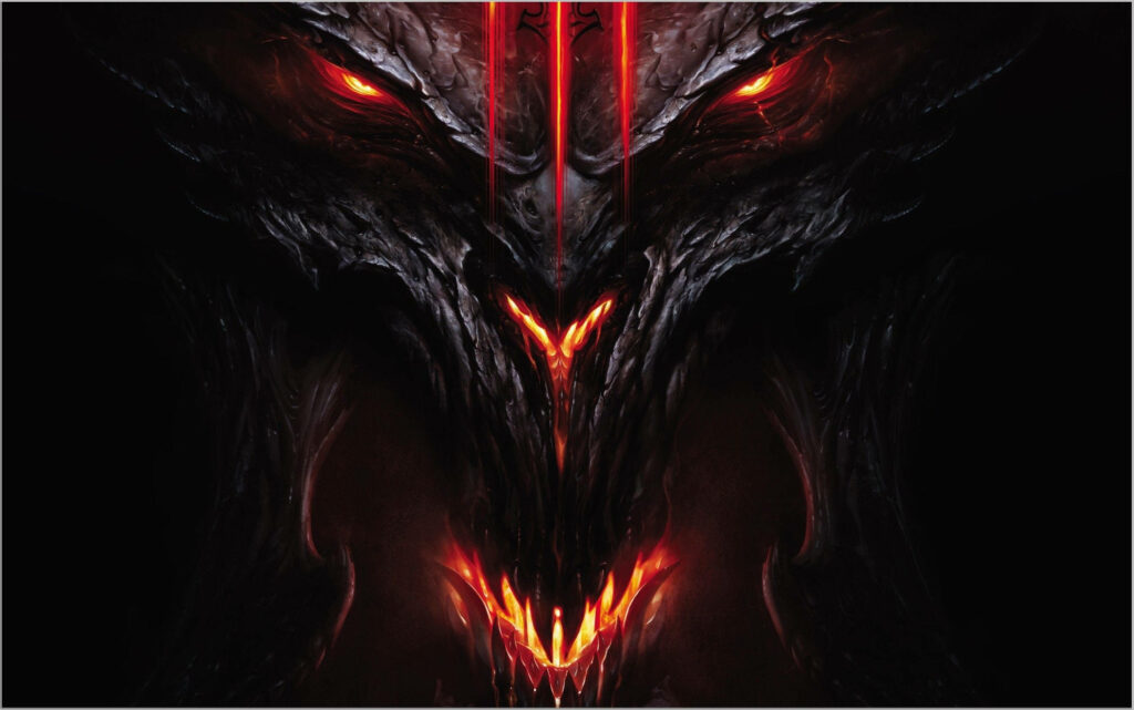 Intense 3D Diablo Wallpaper: Glowing Eyes & Fiery Details