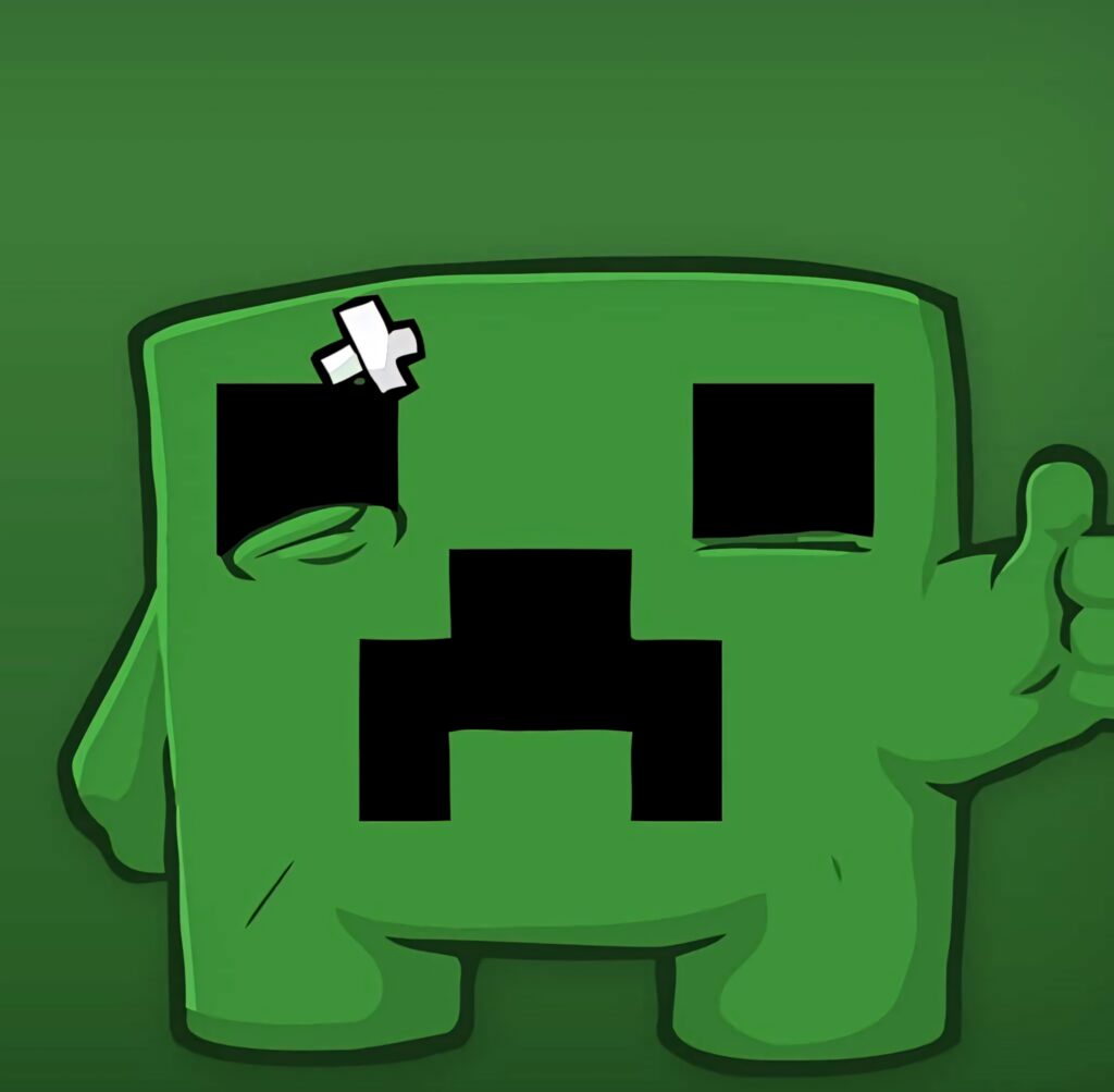 Minecraft Creeper face wallpaper vibrant green cartoon background iconic mob design