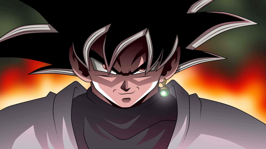Sinister Eruption: Black Goku Rose Unleashes Fiery Menace in 4k Wallpaper