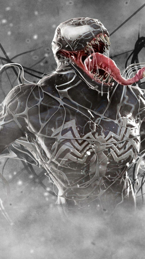 Venom iPhone Wallpaper: Menacing Figure with Dynamic Background