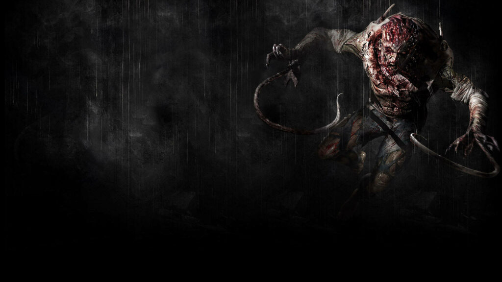 Volatile monster from Dying Light emerging from shadows with dramatic lighting and eerie details Wallpaper