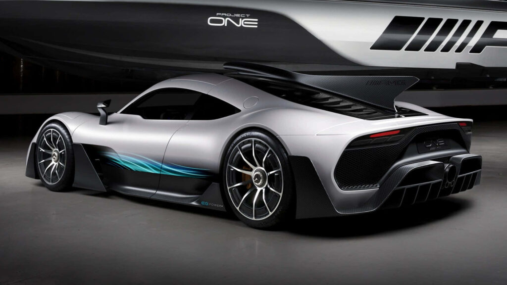 Mercedes AMG Project One sleek modern car wallpaper showcasing aerodynamic design and technology
