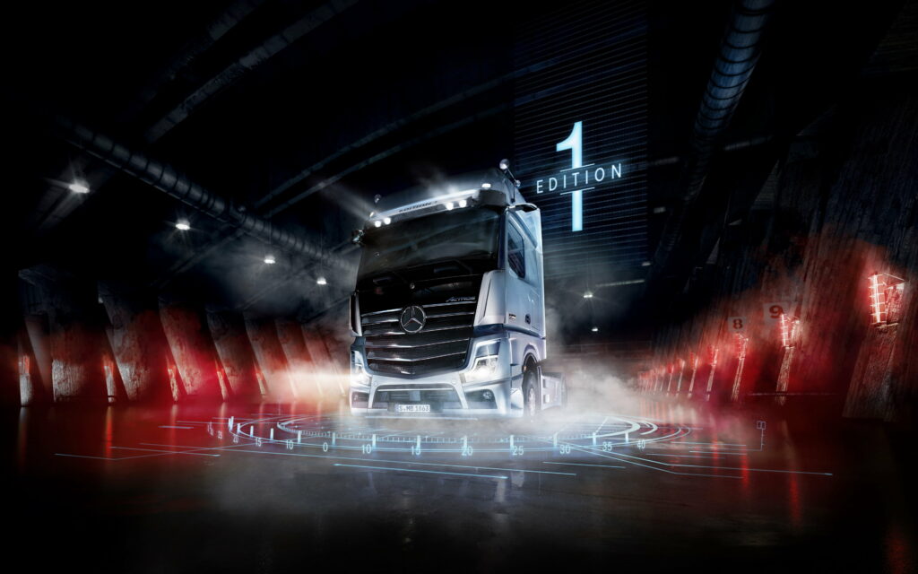 Powerful Mercedes-Benz Actros 1863 LS Roaring Down the Road: Stunning 4K Wallpaper of the Mighty Semi-Trailer Truck