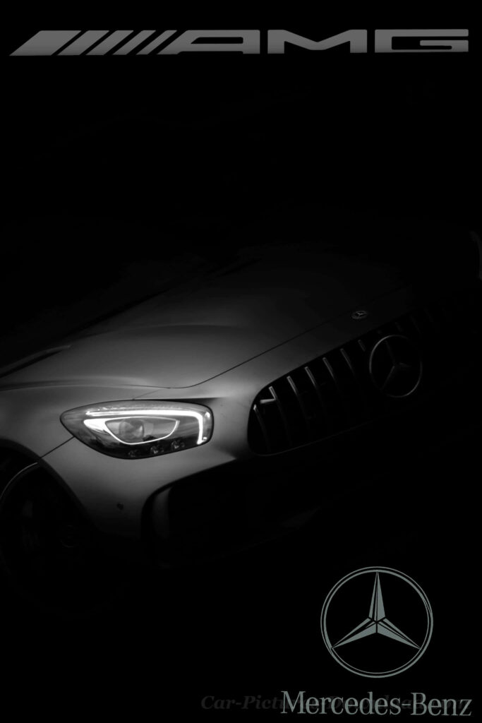 Mercedes Classic iPhone wallpaper showing front view with headlights AMG and Mercedes logos