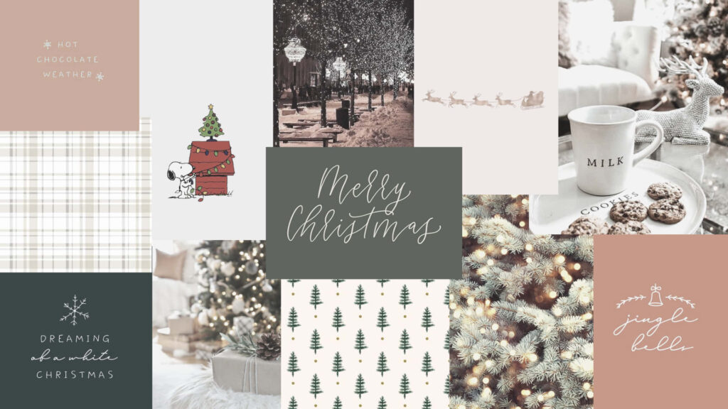 Merry Christmas Paper Collection: Aesthetic Collage in HD Laptop Wallpaper