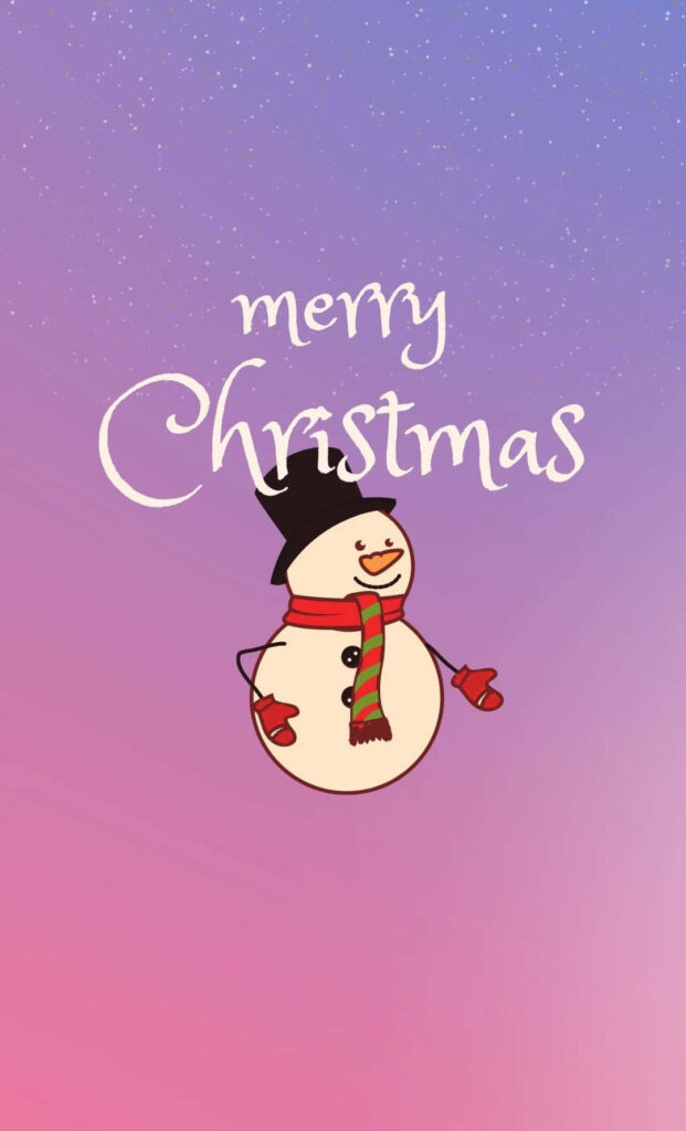 Festive Snowman Wallpaper with Merry Christmas Message & Gradient Sky