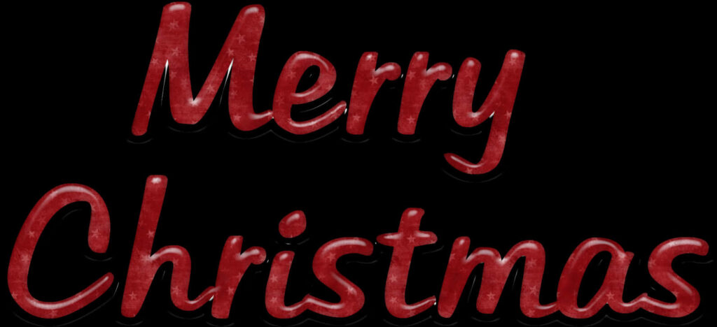 Bold Merry Christmas Wallpaper: Shiny Red on Black for Festive Decor