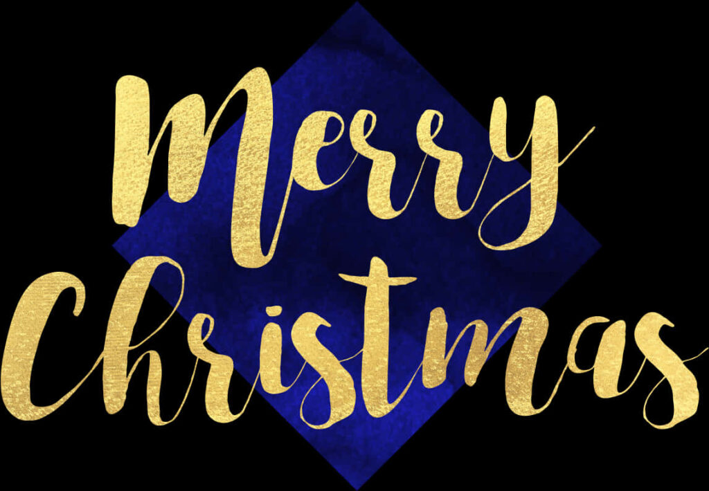 Elegant Merry Christmas Wallpaper in Gold on Dark Blue Diamond