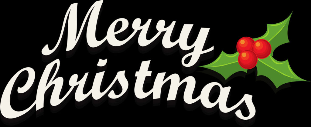 Elegant Merry Christmas Wallpaper with Holly on Dark Background