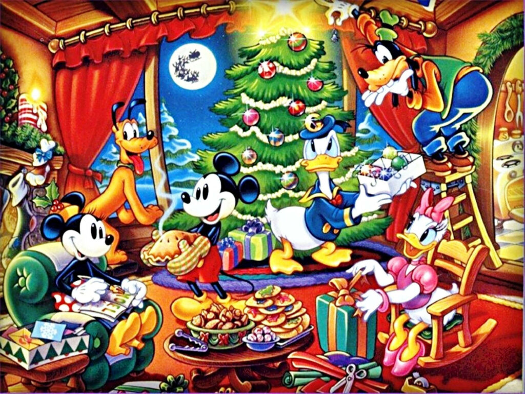 Mickey and Friends: Nostalgic Holiday Celebrations Under the Disney Christmas Tree Wallpaper
