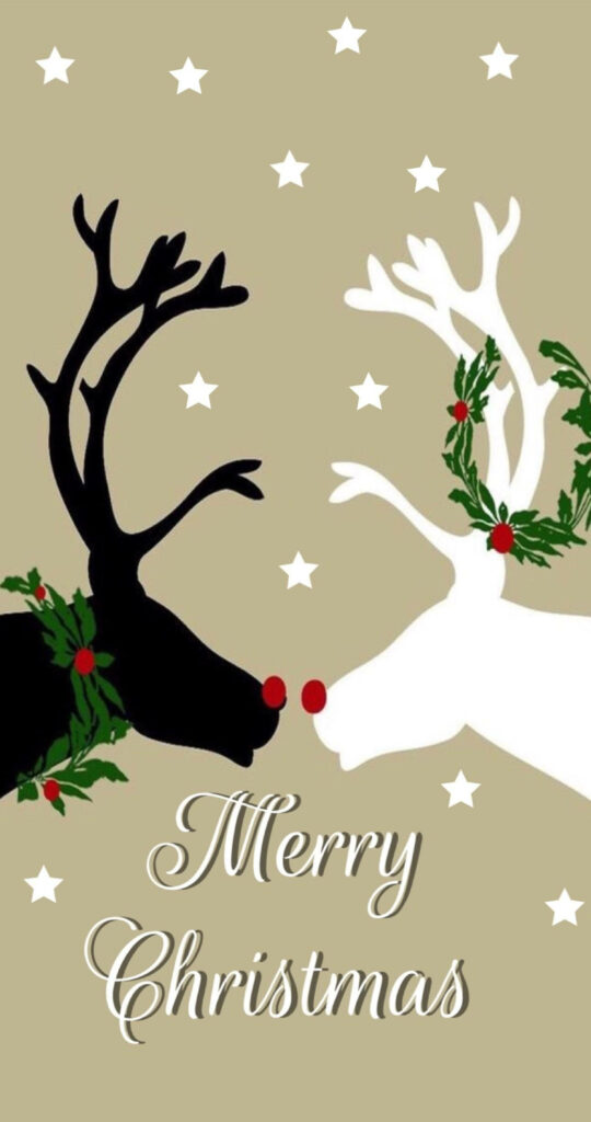 Minimalist Delight: Festive Reindeers Suit Up for Merry Christmas Phone Wallpaper