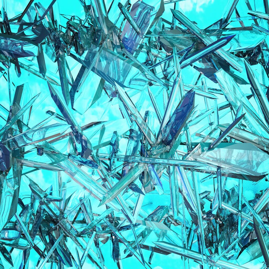 Vibrant Blue Background with Ethereal Glassy Crystal Wallpaper