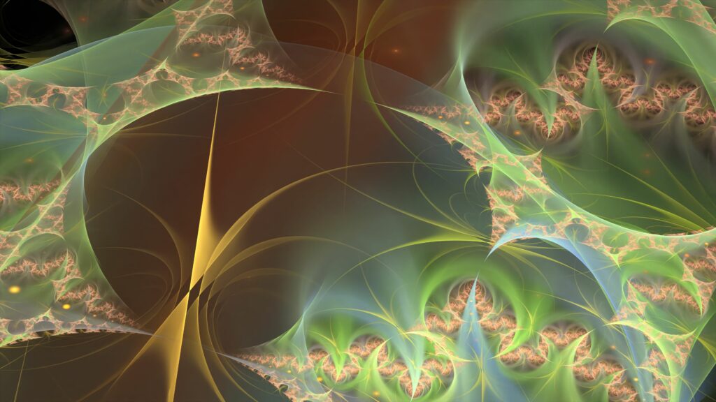 Tranquil Abstract Wallpaper: Intricate Green & Brown Design 3840x2160