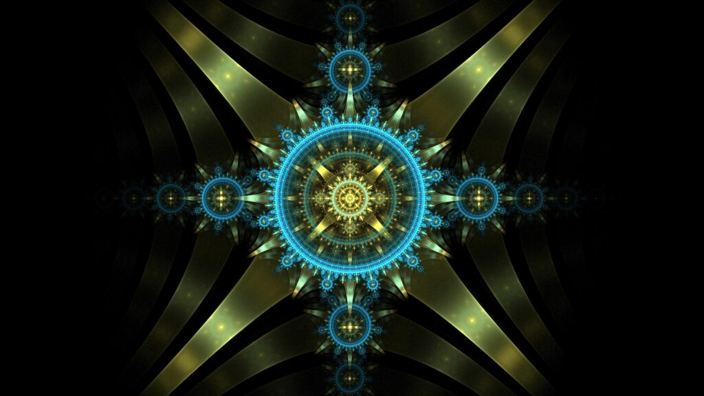Glowing Fractal Design: Intricate Mechanical Wallpaper 3840x2160