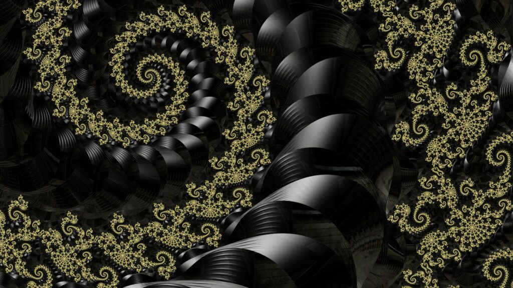 Mesmerizing Fractal Wallpaper: Intricate Spirals & Metallic Patterns