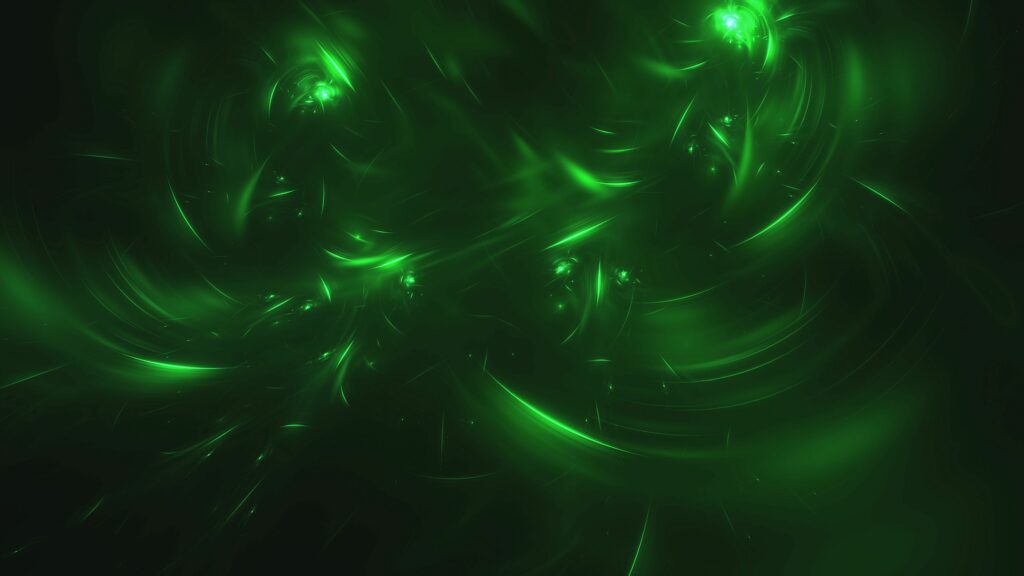 Mesmerizing 4K Abstract Wallpaper: Glowing Green Whirlwind Design