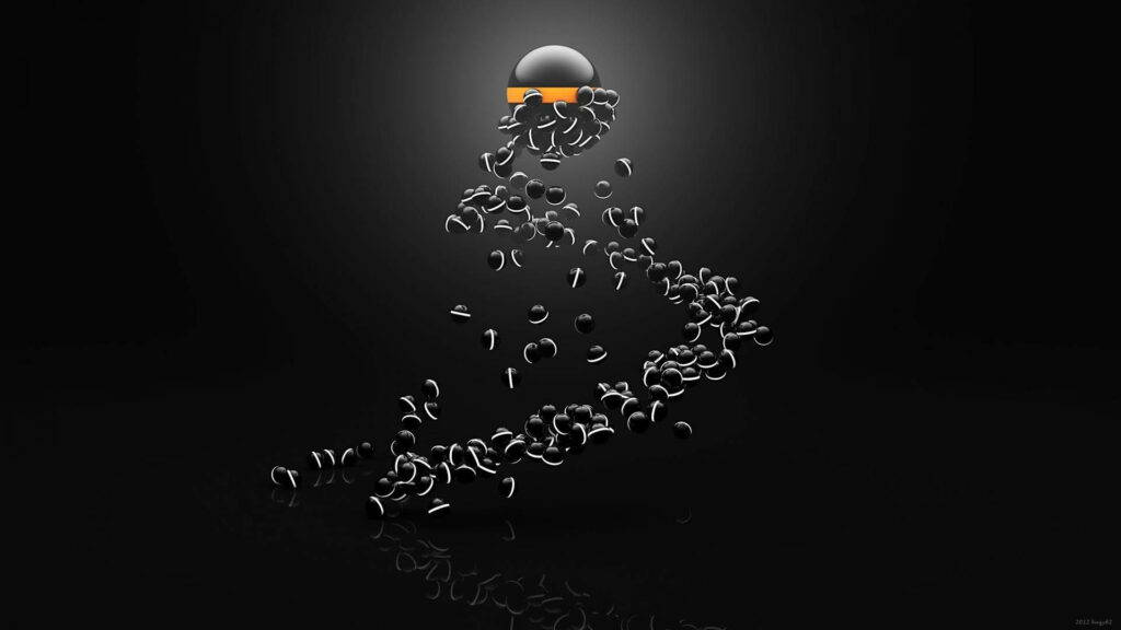 Mesmerizing 3D Black & White Sphere Wallpaper on Dark Background