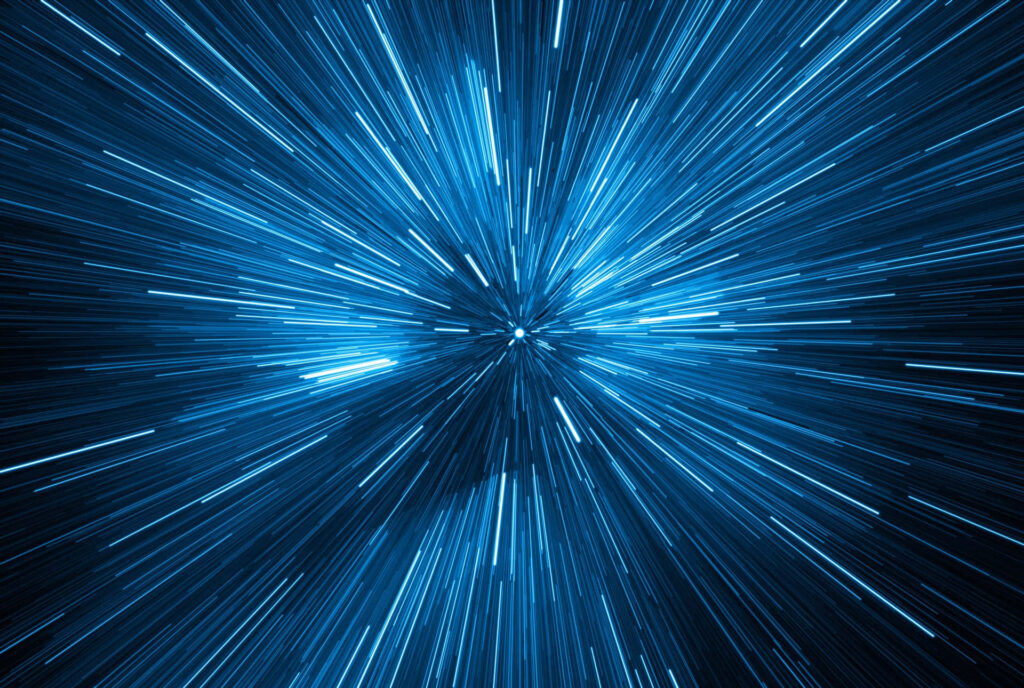 Mesmerizing 3D Blue Light Starburst Wallpaper for Dynamic Screens