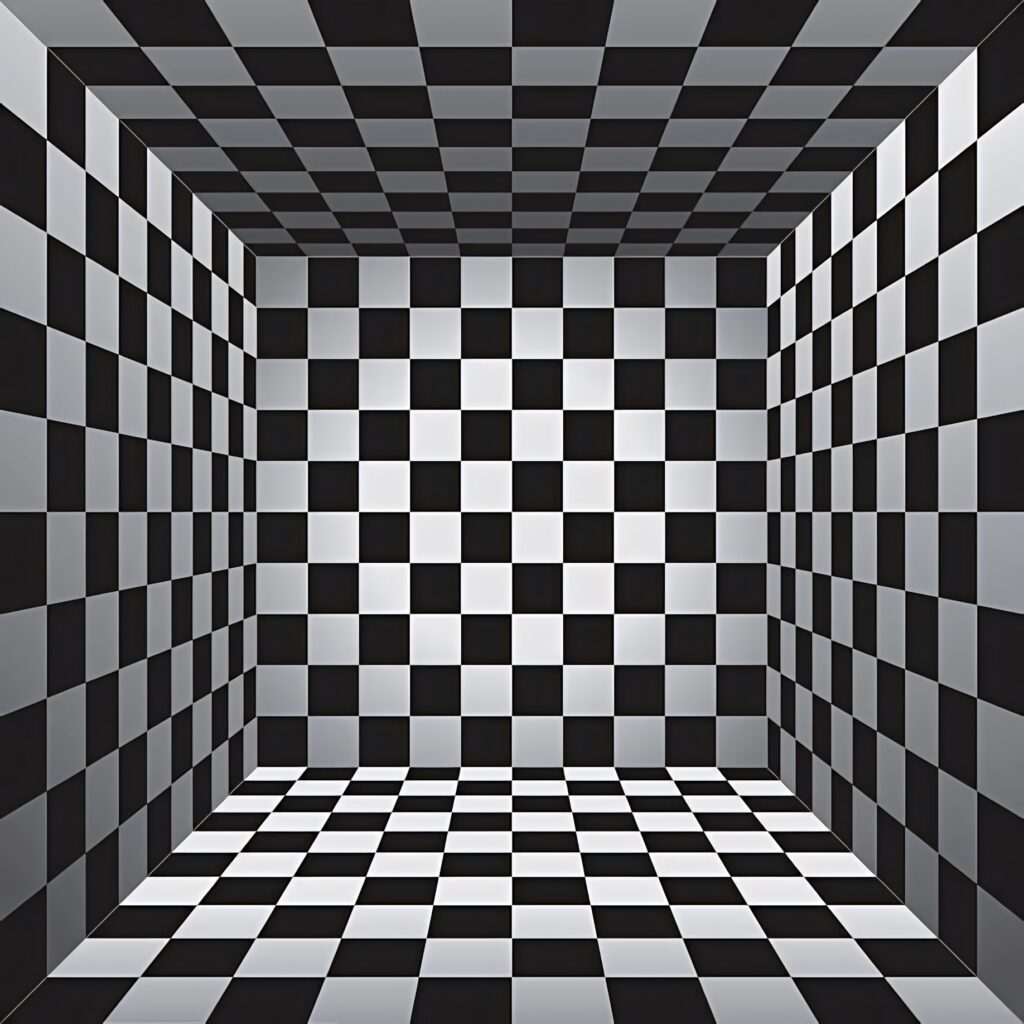 3D Checkered Tunnel Wallpaper - Striking Black & White Background