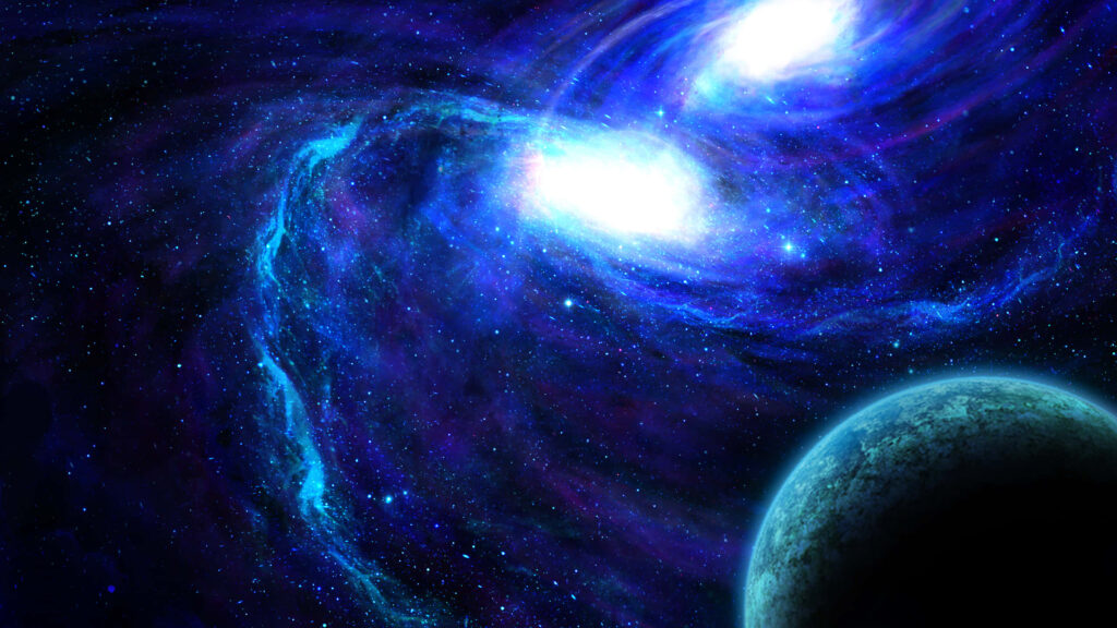 Mesmerizing 3D Cosmic Space Wallpaper with Galaxies and Planet