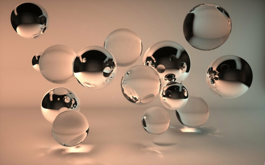 Crystal Wonderland: A 3D Creative Design of Transparent Balls as QHD Wallpaper Background Photo