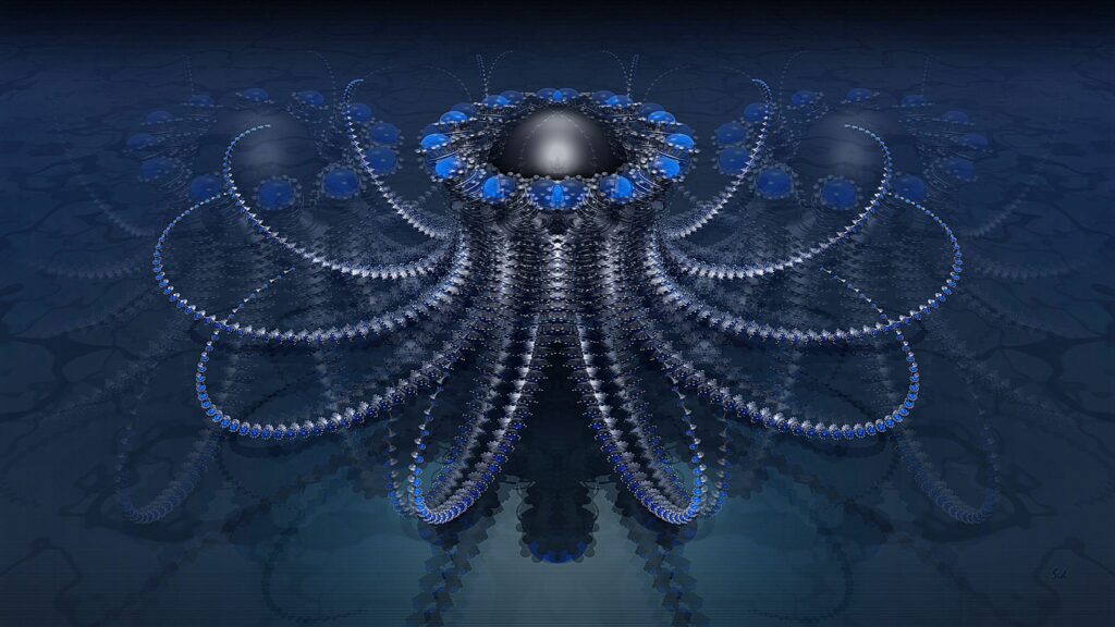 Mesmerizing 3D Fractal Wallpaper - Cool Blue Surreal Background
