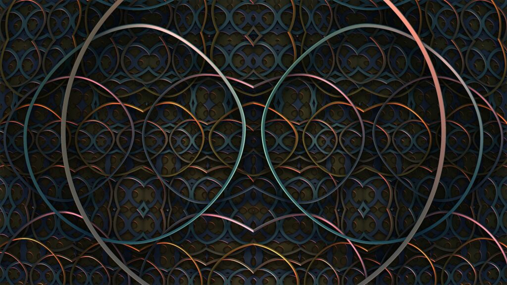 Mesmerizing 3D Fractal Wallpaper: Intricate Metallic Rings Background