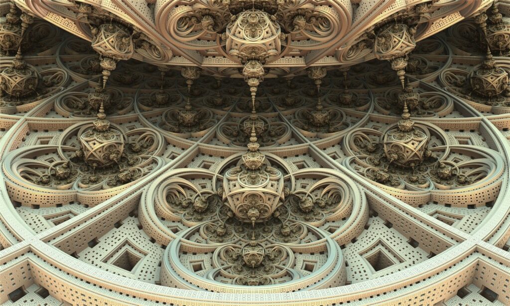 Stunning 3D Fractal Wallpaper: Intricate, Spiraling Design Background