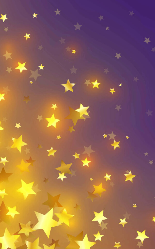 Vibrant 3D Golden Star Wallpaper on Twilight Gradient Background