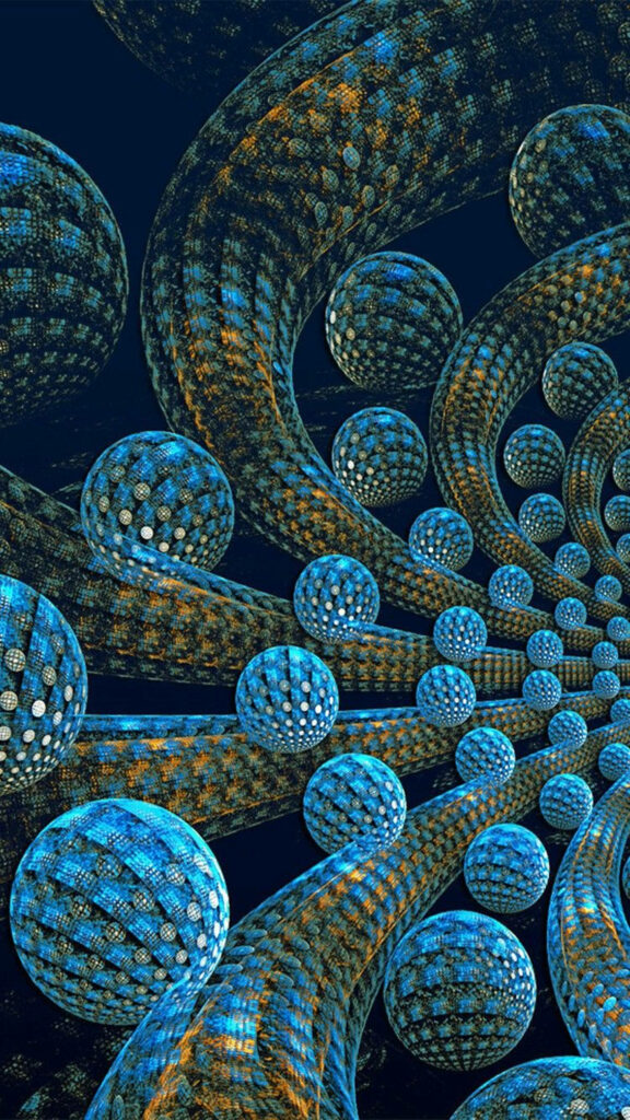 Stunning 3D HD Blue & Orange Spheres Abstract Wallpaper Background
