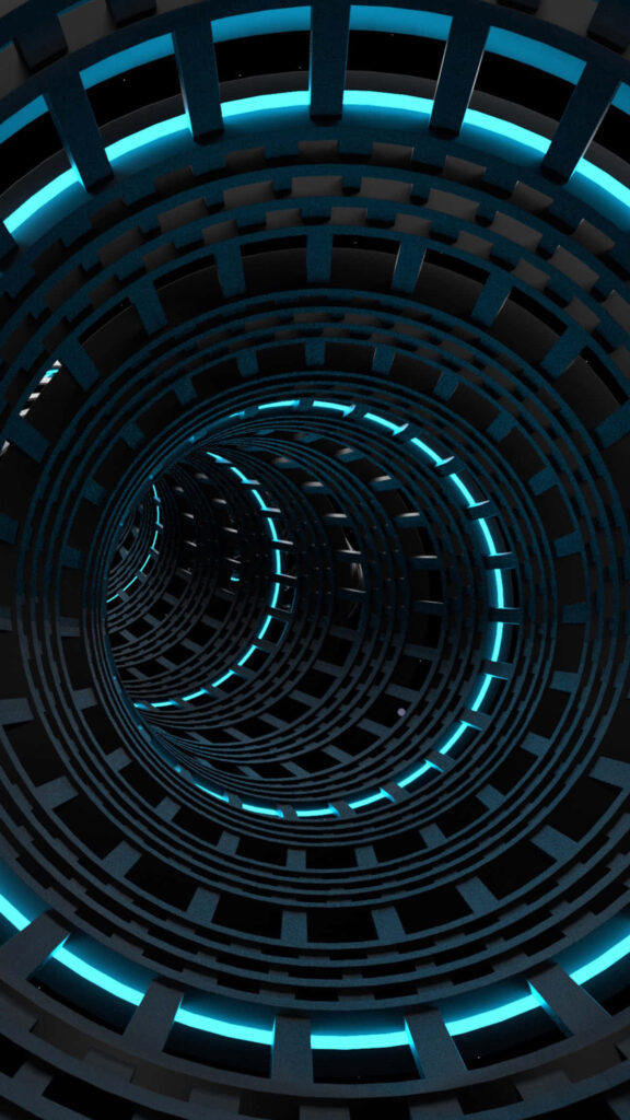 Mesmerizing 3D Infinite Tunnel Wallpaper with Futuristic Blue Accents